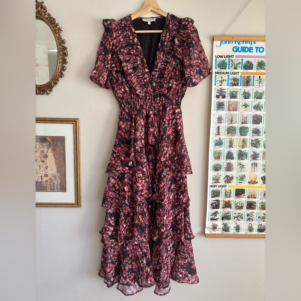 Hale Bob Jade Lurex Jacquard Tiered Dress, size XS - Picture 5 of 9